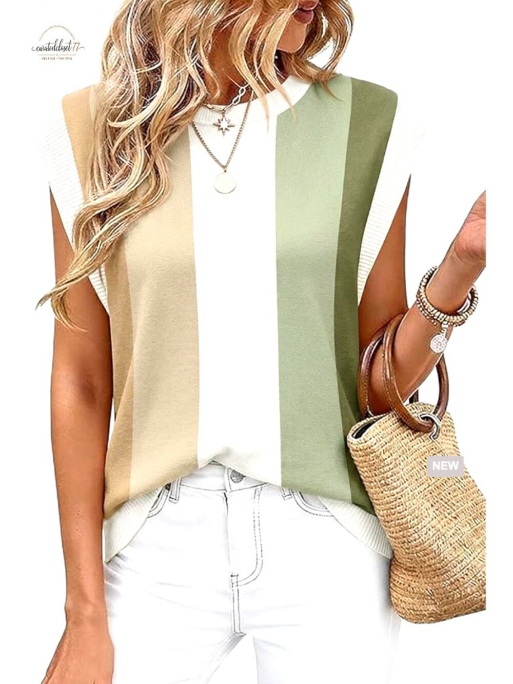 Lightweight Knit Tank Top Crew Neck Cap Sleeve Business Casual